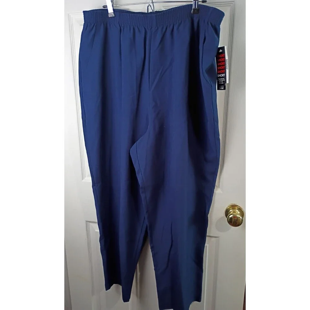 Briggs Woman 24W Blue Elastic Waist Pocket Pullon Pants Easycare Short versatile